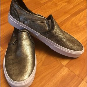 Vans gold metallic over classic black canvas Sz. 8